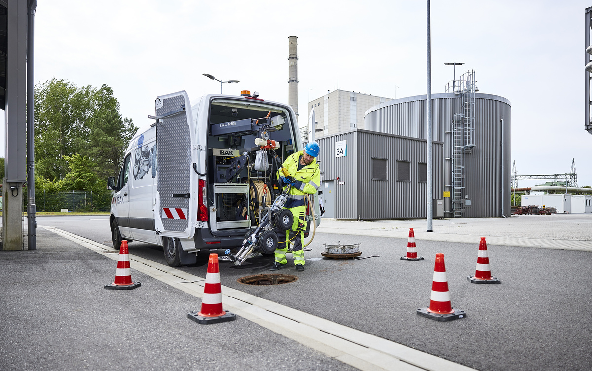 IBAK Réhabilitation de canalisations MicroGator Air Robot de fraisage Centrale électrique côtière de Kiel